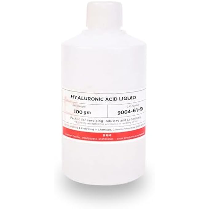 BRM CHEMICALS HYALURONIC ACID LIQUID - AQUEOUS SOLUTION - 50 ML FOR SERUM MAKING, ANTI AGEING BEAUTY FORMULATIONS, MOISTURIZER & LOTION MAKING, COSMETIC MAKING & DIY PERSONAL CARE FOR FACE, HAIR - Image 1